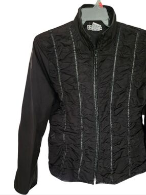 Coat jacket FOU FOU Valentine Black ribbed lightwieght windbreaker A15626